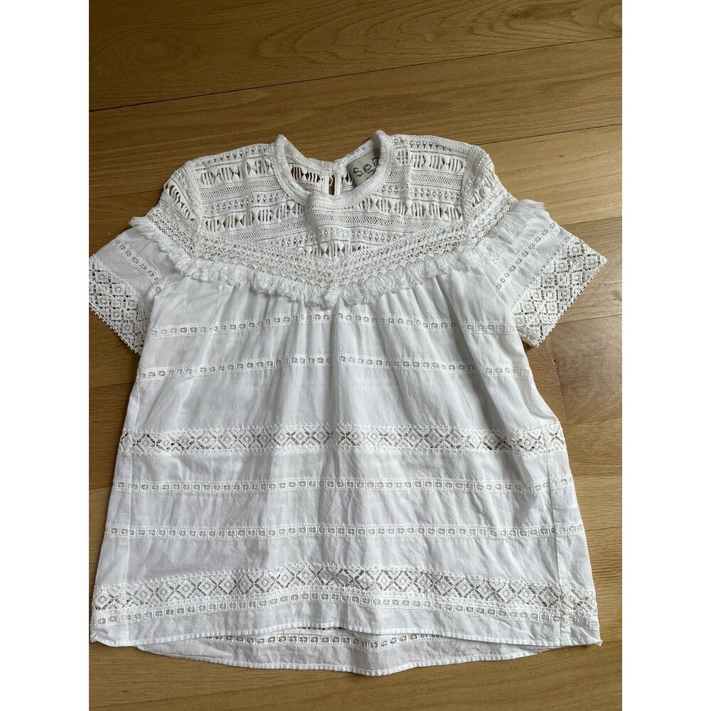 SEA NEW YORK - BRODERIE LACE - WHITE COTTON BLOUSE - Size XS - EUC!!!